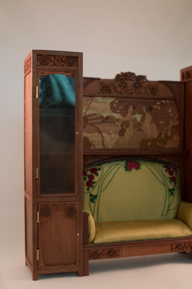 Art nouveau sofa and cabinets