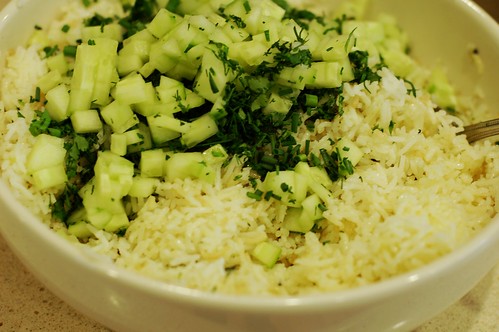 Herbed Cucumber Rice Salad With Wild Garlic by Eve Fox, the Garden of Eating blog, copyright 2014