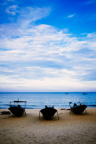 blue sea sky boats three fishing sand terengganu nelayan kemaman
