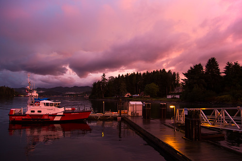 pink sunset red sky coastguard cloud wet boat ship harbour