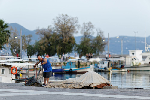 sunset net port boat fishing fisherman cleaning greece kalamata messinia