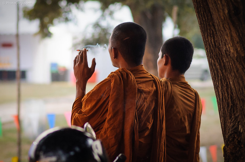 buddhist monk smoking