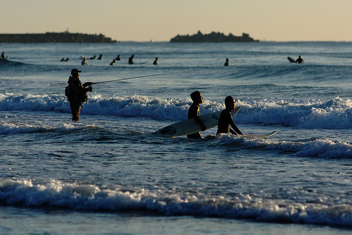 morning sea sunrise fishing surfer surfing minamiboso