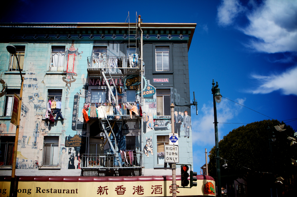 Painted building on the edge of Chinatown in San Francisco, photographic art, for home and office décor.