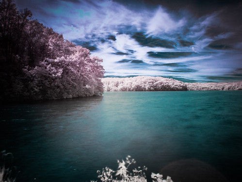 park blue trees sky lake green nature water wisconsin clouds ir glow unitedstates state olympus filter infrared yellowstone argyle falsecolor yellowstonelake hoyar72 wisconsinstatepark falsecolorinfrared lafayettecounty yellowstonelakestatepark argylewisconsin epl5