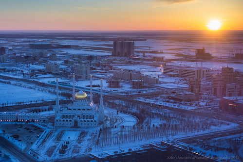 blue winter sunset orange white snow gold sony january mosque dome kazakhstan astana 2015 rx100 nurastanamosque