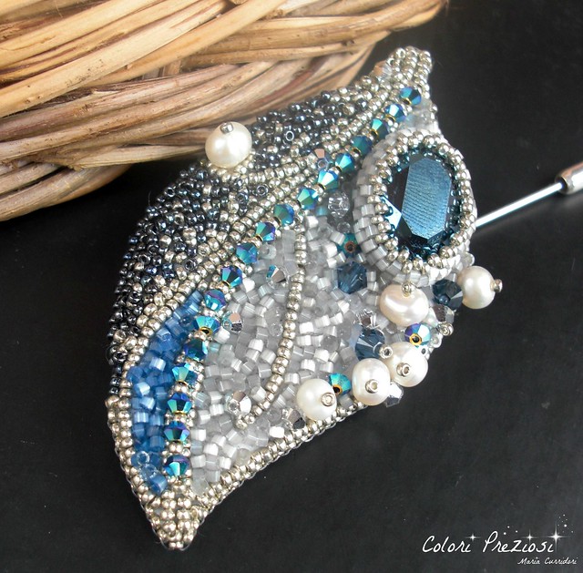 SHADES - bead embroidered brooch