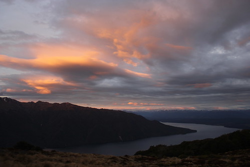 travel light sunset newzealand sky clouds walking evening track hiking tramping kepler fiordland luxmore