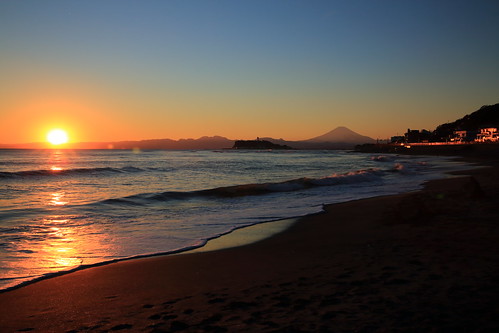 sunset seascape reflections view wave 富士山 mtfuji 神奈川県 日没 稲村ヶ崎