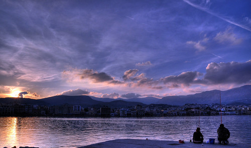 sunset port hdr chios
