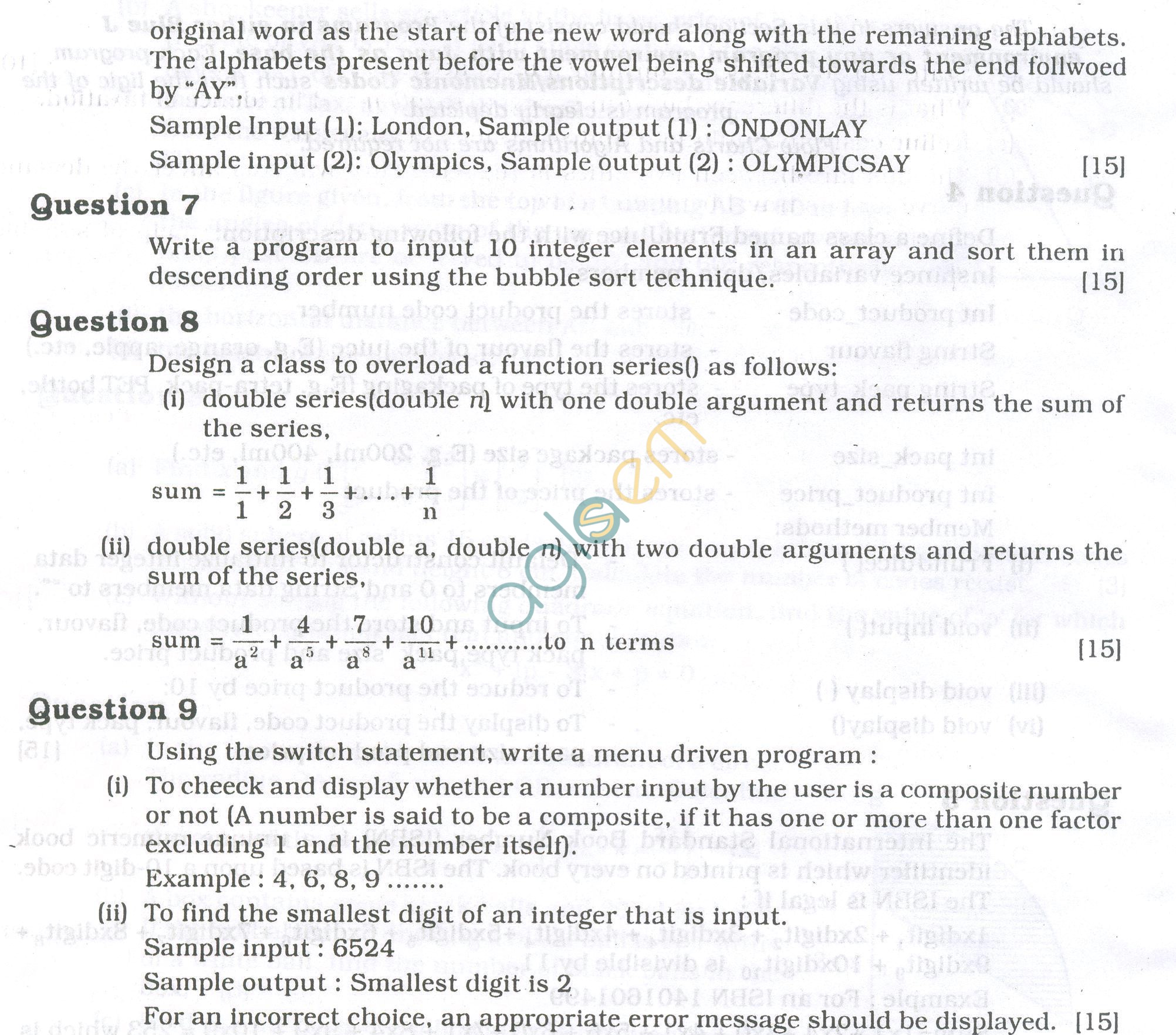 ICSE Question Papers 2013 for Class 10 - Computer Applications/
