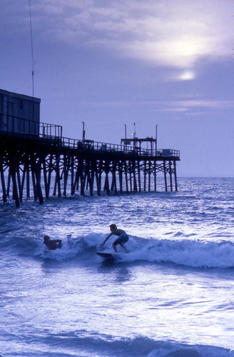 ocean sky water sunrise florida piers surfing beaches surfers 1990s cocoabeach cocoabeachpier brevardcounty statelibraryandarchivesofflorida canaveralpier departmentofcommercecollection