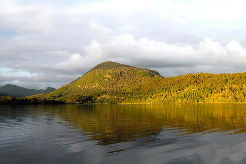 sunset mountain water norway fjord skodje