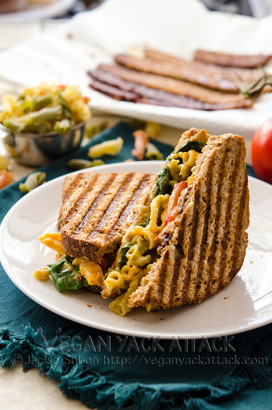 Grilled Mac n Cheese BLT - Take your BLT, add some mac ‘n’ cheese then grilled it for extra awesomeness! Vegan, Nut-free, Gluten-free with subs