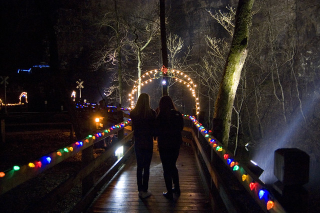 Lighting of the tunnel at Natural Tunnel State Park