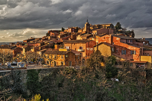 sunset storm france clouds town hill provence roussillon vaucluse