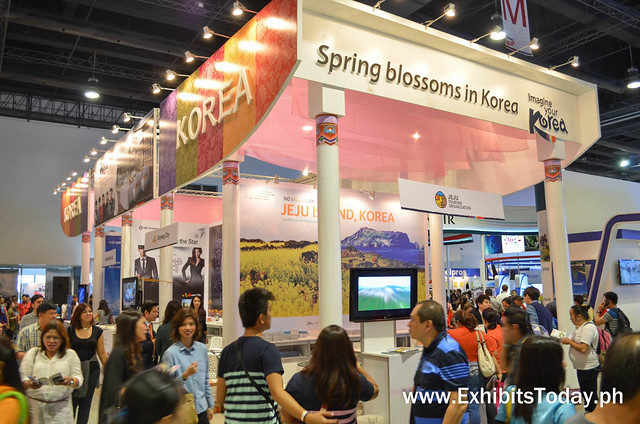 Spring blossoms in Korea trade show booth 