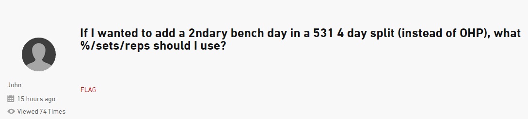 Q&A Question 531 bench day