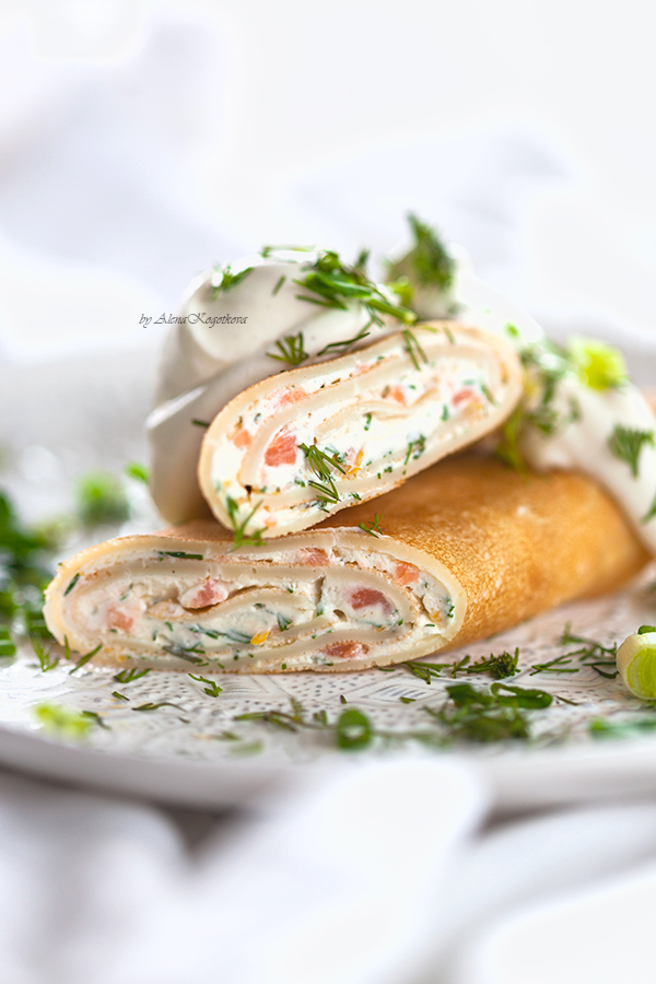 Pancakes with Salmon and Cream Cheese