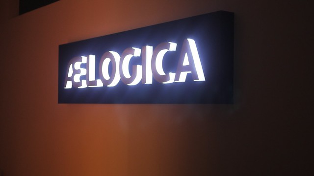 AELOGICA Lighted Sign at Night