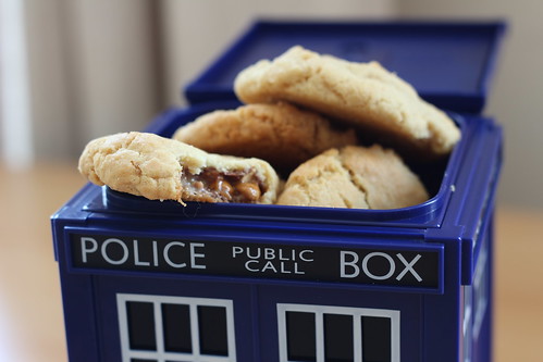 Snickers filled cookies in Doctor Who's Police Box