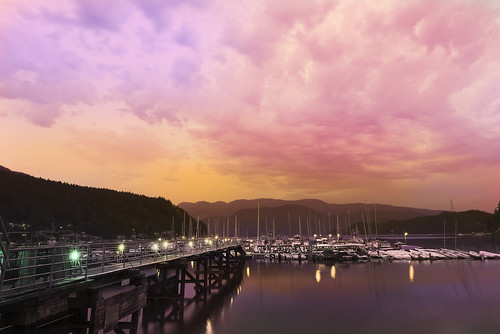 travel light sunset sky seascape color colour beautiful weather night clouds landscape boats pier dock nikon skies view cloudy dusk gorgeous sunsets wideangle hues northshore deepcove stunning northvancouver sailboats nikkor yvr masts twighlight northvan greatervancouver
