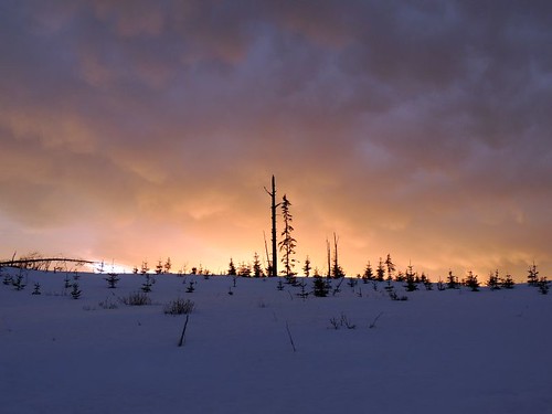 sunset snow mountains