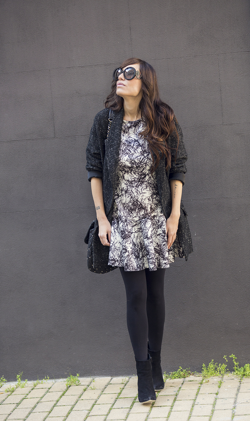 street style barbara crespo hake neoprene dress black and white fashion blogger outfit blog de moda