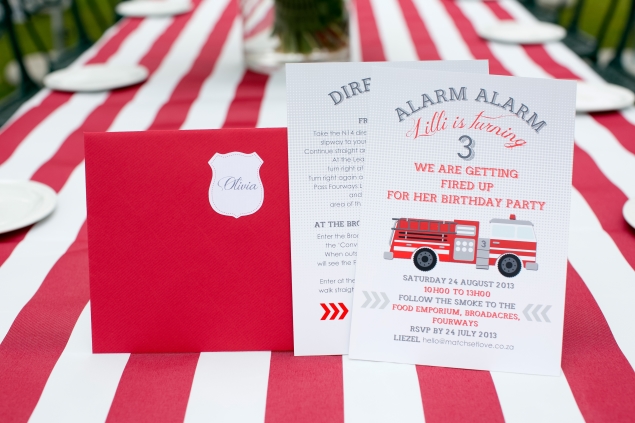 Fire Engine Kids Party Invitation