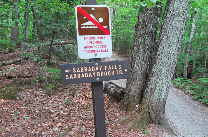 Sabbaday Falls Sign