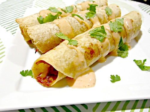 Chipotle Honey Balsamic Pulled Pork Taquitos