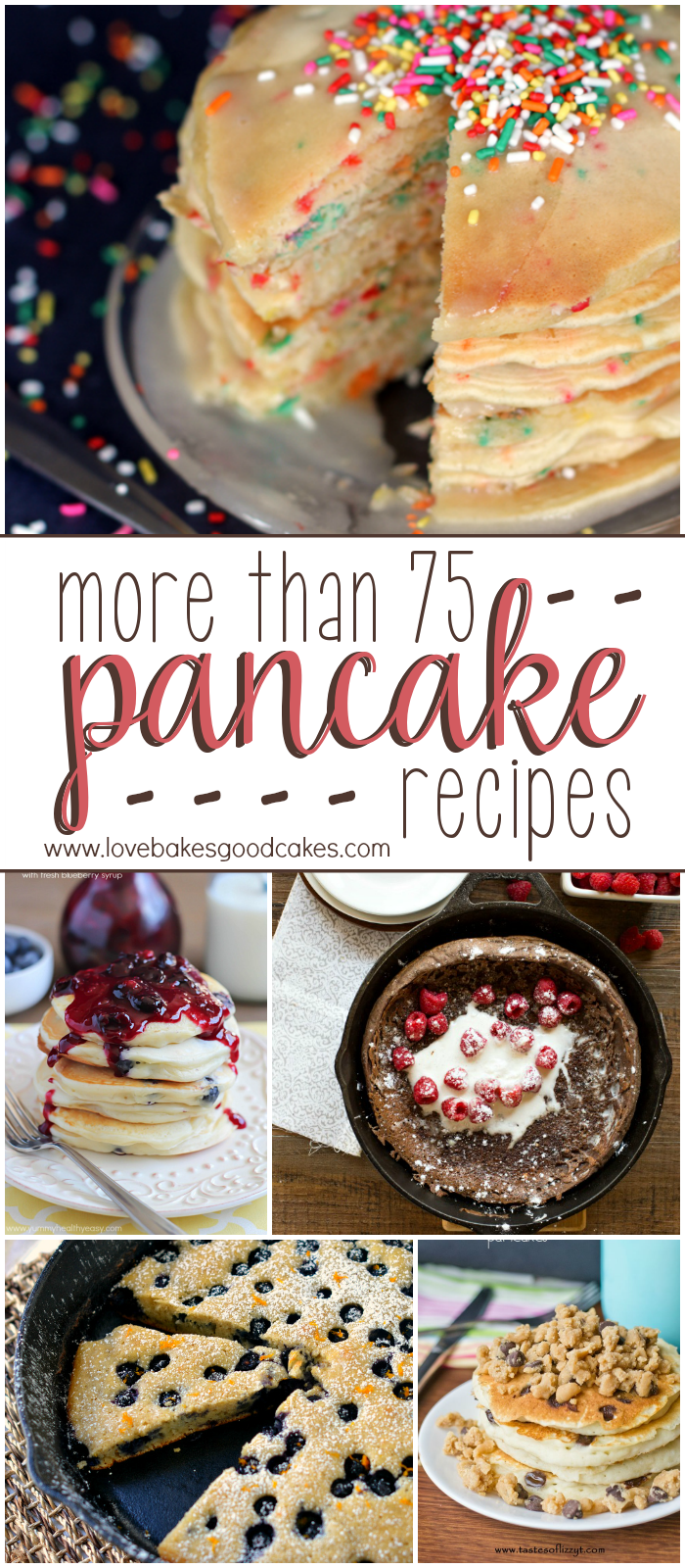More than 75 PANCAKE recipes collage.