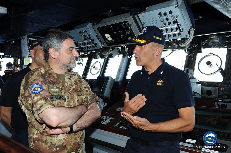 The Chief of Staff of the Operational HQ in Rome abord the mission Flagship – EUNAVFOR MED
