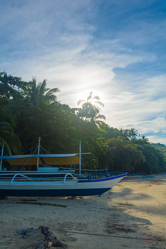 morning sun white beach sunrise boat sand palm phl philippinen barch negrosoccidental sipalay