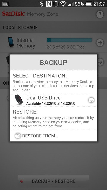 SanDisk Memory Zone App - Backup