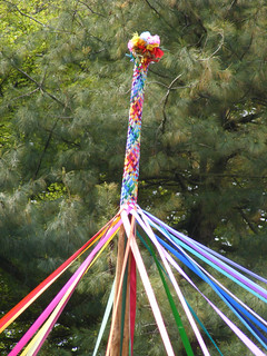 maypole with woven ribbons