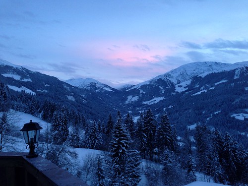pink blue sunset mountain snow alps austria westendorf