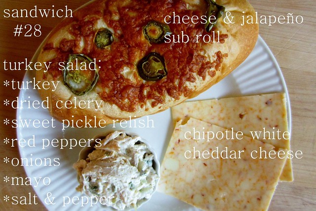 sandwich #28: turkey salad | cheese & jalapeño sub