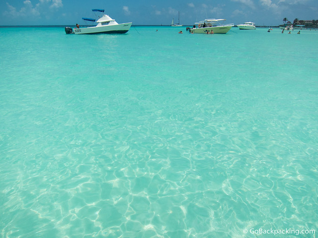 The crystal clear waters of Playa Norte on Isla Mujeres