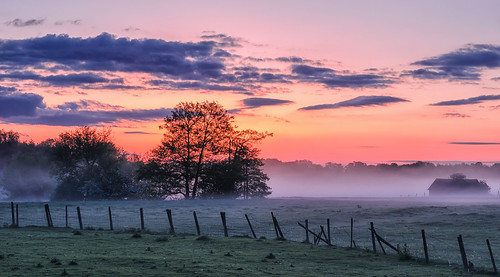 old morning summer mist misty barn rural sunrise landscape dawn countryside nikon day cloudy warwickshire morningmist alcester rivermist riverarrow d7000 jactoll nikcolorefexpro4