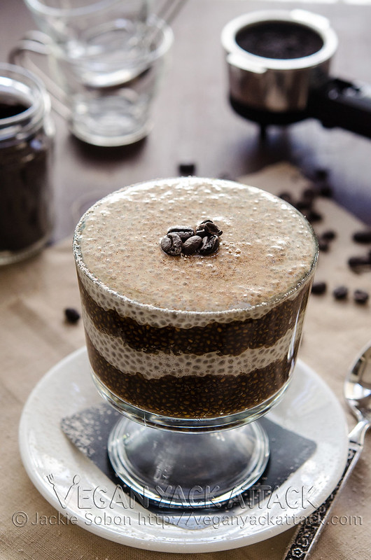 A chilled Vanilla Latte Chia Parfait, with it's layers of creamy vanilla and caffeinated coffee, makes for a great summer breakfast to get you going!