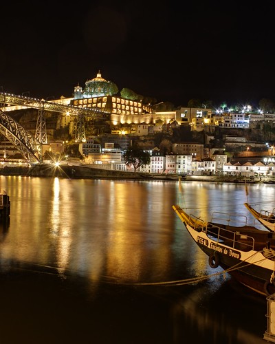 city portugal rio night river porto douro gaia oporto