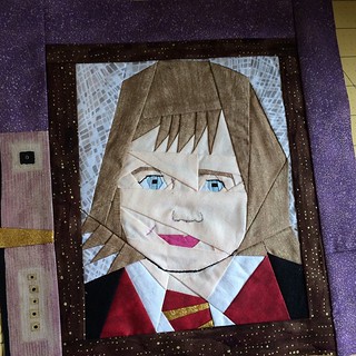 Paper pieced portrait of my daughter! This is a bit bigger than my son's and went together much easier. I love her little blue eyes. :) Now onto the actual block for the week! #projectofdoom #projectofdoom2015 #quilting