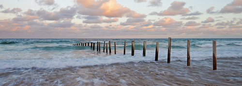 ocean beach water sunrise pier wave wideangle adelaide southaustralia moanabeach canon5dmarkii