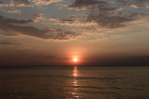 sunset sea beach thailand bangsaen