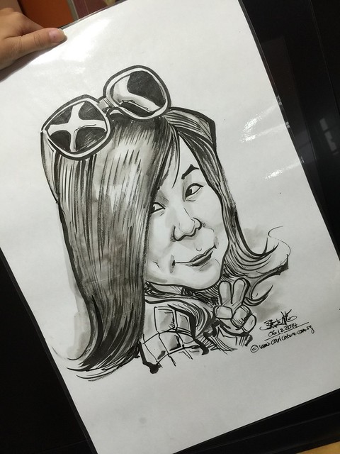 caricature in pen and brush with ink wash