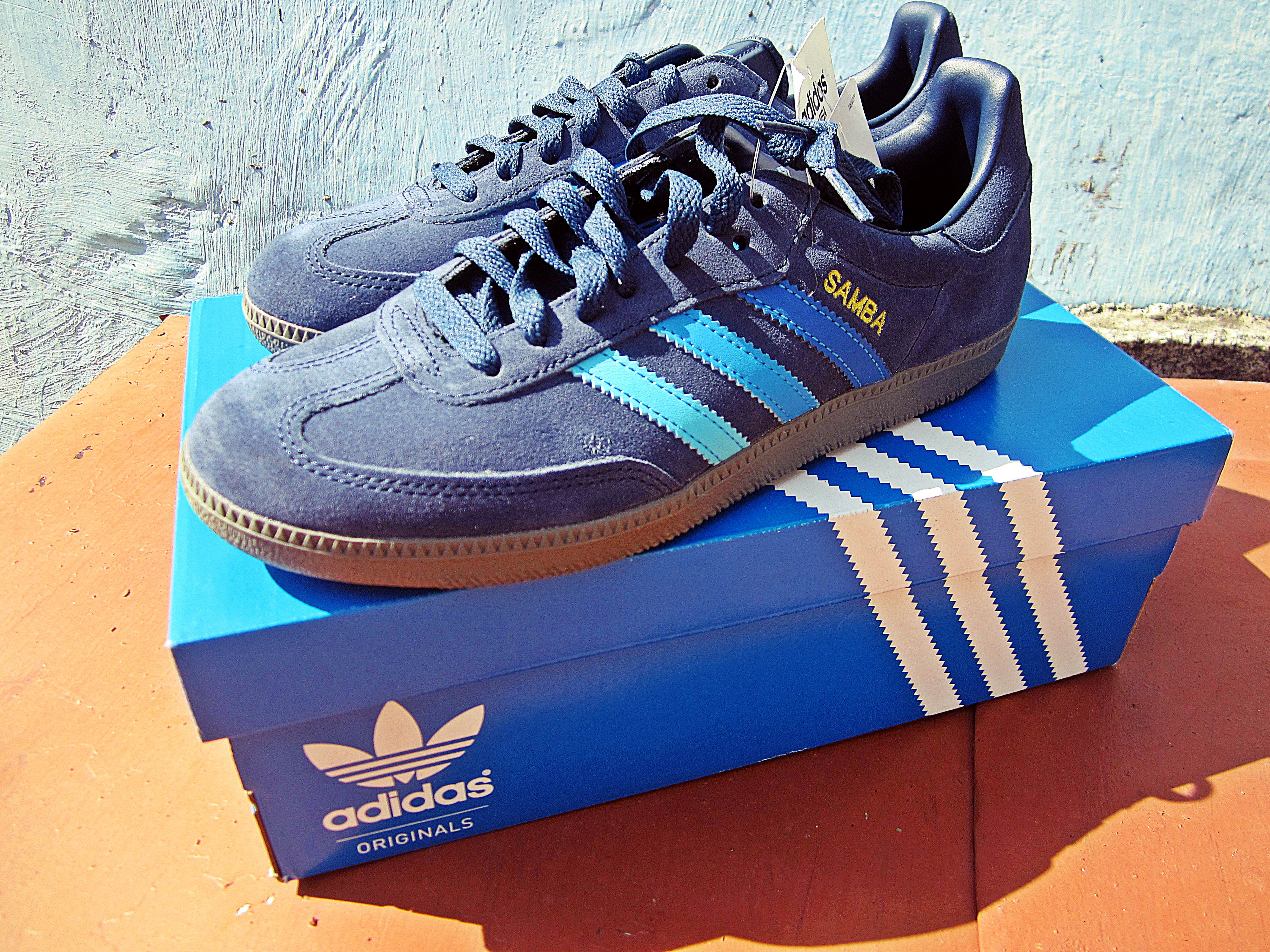 blue suede samba trainers