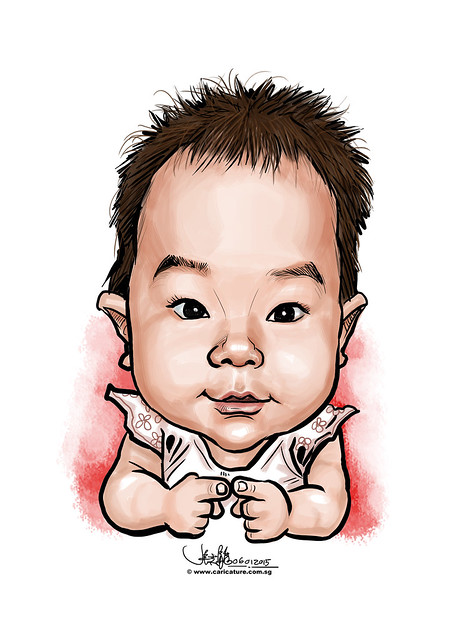digital caricature of birthday baby - A4