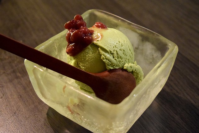 Matcha Ice Cream with Red Beans