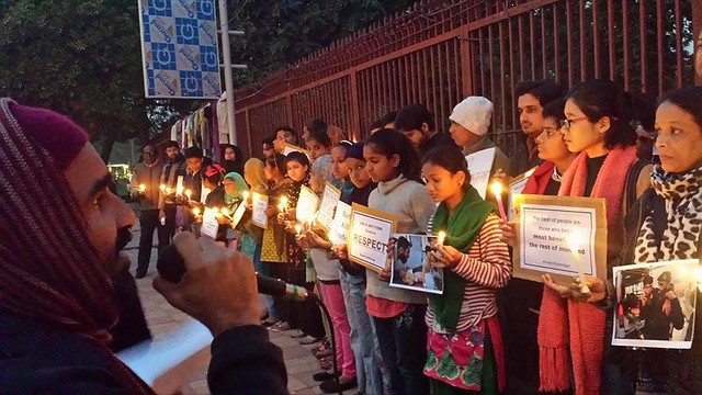Khudai Khidmatgar organized a Candle light vigil and solidarity meet for terror attack victims
